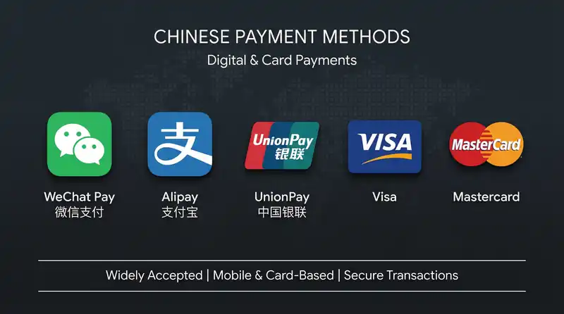 精品大师支持的支付方式包括微信支付、支付宝、银联、信用卡和借记卡